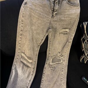 SHEIN Gray Distressed Boyfriend Jeans